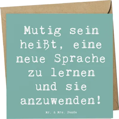 Produktbild von Mr. & Mrs. Panda Grußkarte Spruch Sprachen Lernen und Anwenden - Meeresbrise - Geschenk, Glückwunschkarte, Fortschritte, faltkarte, Herausforderungen meistern, Trost