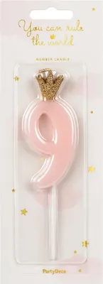 Obrázok produktu pre Tortová sviečka číslo 9, svetlo ružová Party Deco