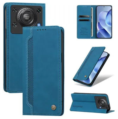 Produktbild von Handyhülle für Oukitel C60, Leder Wallet Klapphülle mit Standfunktion, Stoßfeste Schutzhülle Blau