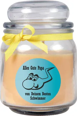 Produktbild von Duftkerze im Bonbonglas zum Vatertag, Duft: Vanille ( Gelb ), 300g - Brenndauer bis zu 70 Stunden