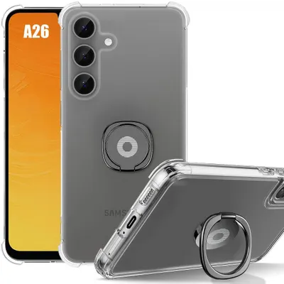 Image de Coque pour Samsung Galaxy A26 5G, Antichoc Transparent avec Support Noir Réglable