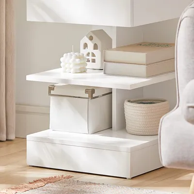 Immagine prodotto di SoBuy Tavolino Comodino Tavolino versatile Cassettiera con 1 cassetto e 3 ripiani, bianco, WHT circa: 39x65x39cm