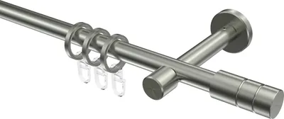 Produktbild von Interdeco Gardinenstange / Vorhangstange Edelstahl-Optik, Typ Sinux Caras (Rillenzylinder), 16 mm Ø 1-läufig, 140 cm