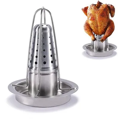 Produktbild von Famanu Hähnchenhalter für Grill und Smoker - Hochwertiger Edelstahl 304 mit Aromahalter