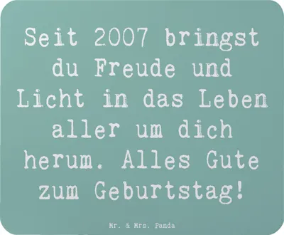 Produktbild von Mr. & Mrs. Panda Mauspad Spruch 2007 Geburtstag - Meeresbrise - Geschenk, liebevolle Geschenke, laptop mousepad, Geburtstagsgeschenk, Mouse Pad, Jahr, Glückwunsch, pc