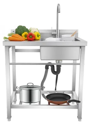 Immagine prodotto di Lavello da cucina in acciaio inossidabile, autoportante, completo di rubinetto