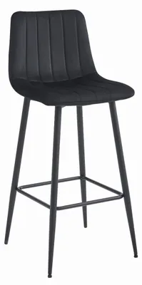 Image de Tabouret de bar Pozza en velours noir avec pieds en acier