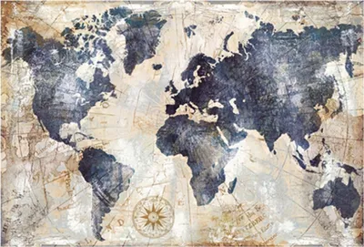 Produktbild von TPFLiving Kunstdruck LW-545 (OHNE RAHMEN) Poster - Leinwand - Wandbild - Hochauflösender Giclée-Druck, langlebig und hochwertig - Weltkarte - Größe: 90x130cm