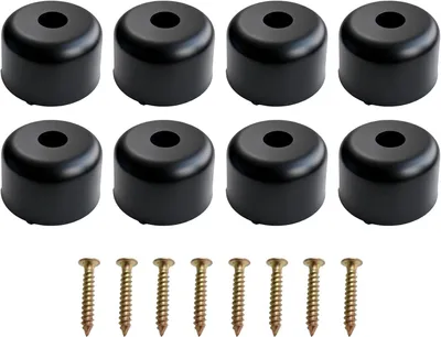 Produktbild von 8 Möbelfüße in Schwarz, Gummifüße für Schränke und Couches, Rund ø50 x H30 mm mit 8 Schrauben