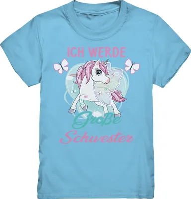 Produktbild von Große Schwester T-Shirt Einhorn Große Schwester Geschenk – Sky Blue / 152/164 (12-14)