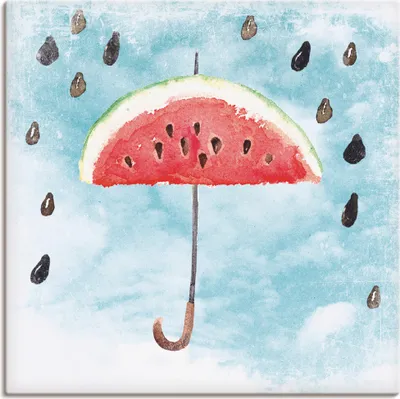 Produktbild von ARTland Leinwandbild Sommer Melonen Regen Größe: 30x30 cm