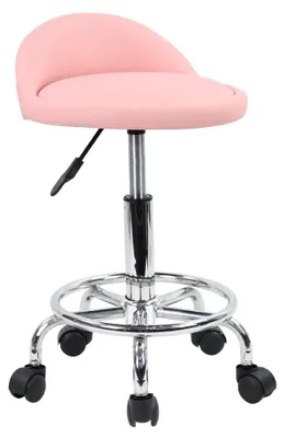 Image de Rollhocker : Tabouret pivotant réglable avec un dossier bas, de couleur rose