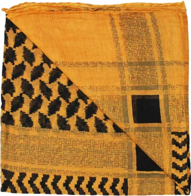 Produktbild von Baumwolltuch - Palituch Motiv 1 gelb-orange - schwarz - quadratisches Tuch
