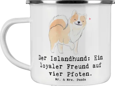 Produktbild von Mr. & Mrs. Panda Kaffeepott Treuer Islandhund - Weiß - Geschenk, Emaille Tasse, Hunderasse, verspielte Hunde, becher, Hunderassen, familiäre Bindung, Haferl, Teetasse