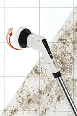 Immagine prodotto di CLEANmaxx: Spazzola di pulizia a batteria con 8 accessori per pulire e lucidare, per una pulizia intensiva. Include un'asta di prolunga. Spazzola elettrica per superfici interne ed esterne
