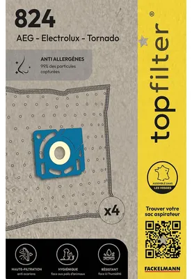 Image de Lot de 4 sacs aspirateur pour Electrolux et Tornado TopFilter Premium