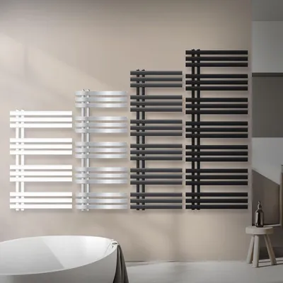 Produktbild von Mattschwarzer Badezimmer Designradiator 500x1400 mm - Handtuchwärmer mit Mittelanschluss