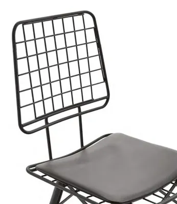 Zdjęcie produktu dla Krzesło ogrodowe Krzesło patio Krzesło do jadalni Krzesło metalowe z poduszką czarne
