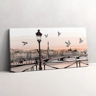 Produktbild von Sonnenuntergang über der Seine – Leinwandbild Wandbild – 120x60 cm – Leinwandbilder – Wandbilder – Schlafzimmer – Flur