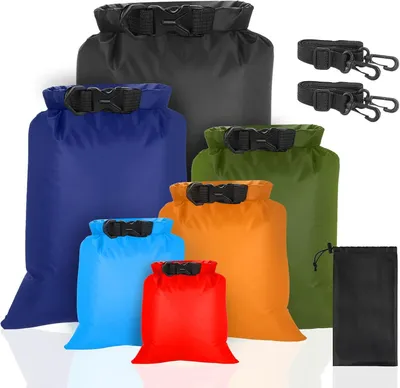 Obrázok produktu pre Sada vodotesných vrecúšok, 6 kusov, objemy 1,5/2,5/3/3,5/5/8 litrov, určená na outdoorové aktivity