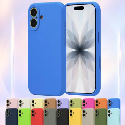 Produktbild von Silikonhülle für iPhone 14 in Hellblau Schutzhülle mit Mikrofaser Inlay Cover Tasche