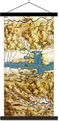 Produktbild von MuchoWow® Textilposter Toskana - Leonardo da Vinci 60x120 cm mit schwarzem Rahmen - Magnete