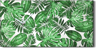 Produktbild von Wandbild Leinwand Bilder Wanduhr 60x30 Gemälde Blumen Blätter Monstera - weiße Hände