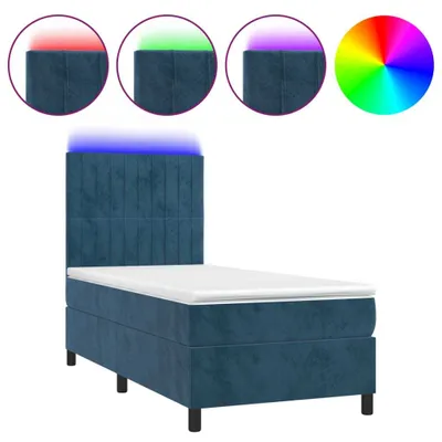 Produktbild von Boxspringbett mit Matratze & LED Dunkelblau 90x190 cm Samt