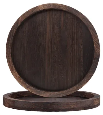 Obrázek produktu pro Dřevěné podnosy, kulaté, průměr 32 cm, 2 kusy, rustikální dekorativní podnosy do kuchyně