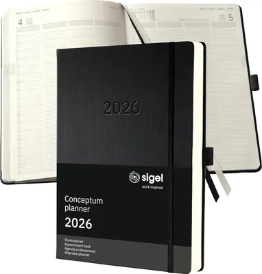 Image de sigel Calendrier livre Conceptum 2026 DIN A4+ noir