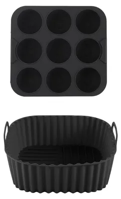 Produktbild von Air Fryer Liner Silikonkorb Quadratische Ofenpfanne für gleichmäßiges Erhitzen Hochtemperaturbeständige Kuchenformen für kreatives Kochen
