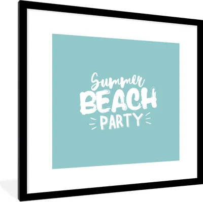 Produktbild von MuchoWow® Gerahmtes Poster Blau - Sommer - Weiß 40x40 cm - Poster mit Schwarzem Bilderrahmen Wandposter Rahmen Foto Bilder - Poster - Plakat im Rahmen