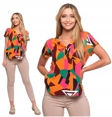Produktbild von Moraj - Bluse Größe S - Shirt Bunt - Damenbluse fur Damen - Bluse kurzarm V-Ausschnitt