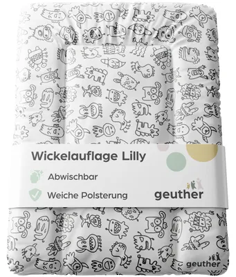 Produktbild von GEUTHER Wickelauflage Lilly | Monster Design | 52x72 cm | Abwischbar | Gepolstert | EU