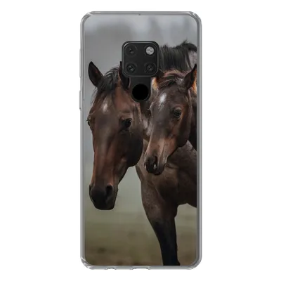 Produktbild von MuchoWow® Handyhülle Schutzhülle Hülle für Huawei P40 Lite Pferde - Nebel - Landschaft Silikon Softcase Handy Hülle - Handy