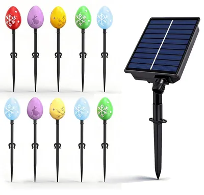 Produktbild von Osterei Lichtdekoration, 10 LEDs Solar Ostereier Gartenleuchten, Ostereier Lichter Outdoor, für Ostern Dekoration Party Outdoor Garten Festival