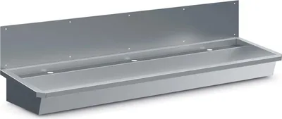 Produktbild von Edelstahl Waschbecken 1 Ablasshahn 1800Mm  Ablaufstopfen Und Schutzwand Inklusive