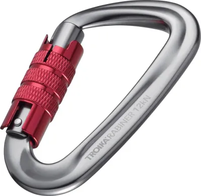 Produktbild von TROIKA Karabiner mit Sicherheitsdrehverschluss  – TROIKARABINER – 12 kN Zugkraft7075 Aluminium