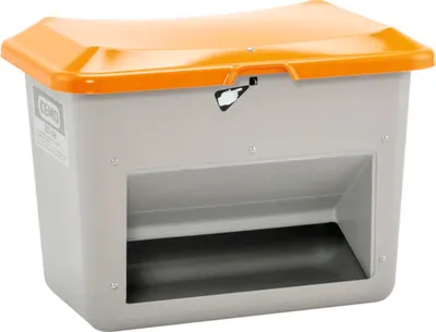 Produktbild von CEMO Streugutbehälter PLUS3 grau-orange mit Entnahmeöffnung 200 l