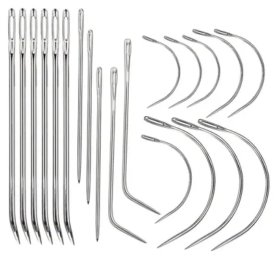 20 schwere gebogene Handnähnadeln für Leder, Polster & Canvas