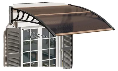 Obrázek produktu pro Stříška nad dveřmi, odolná proti povětrnostním vlivům, snadná instalace, hnědá, 100 x 150 cm