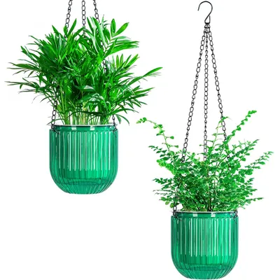 Image de SolidKeus - Lot de 2 pots suspendus auto-arrosants avec trous de drainage