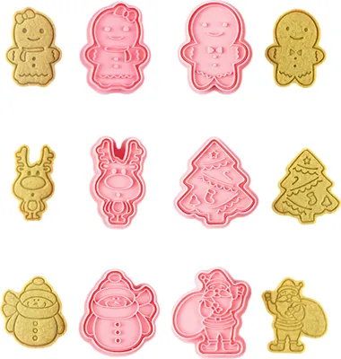 Produktbild von CANDeal 6-teiliges Weihnachts-Ausstechformen-Set – Weihnachtsbaum, Lebkuchenmann, Rentier, Schneemann, Weihnachtsmann Mit Geschenk, Weihnachtsplätzchenformen Mit Stempel