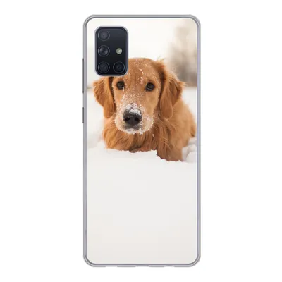 Produktbild von MuchoWow® Handyhülle Schutzhülle Hülle für Samsung Galaxy A71 Hund - Schnee - Winter Silikon Softcase Handy Hülle - Kartenbesitzer