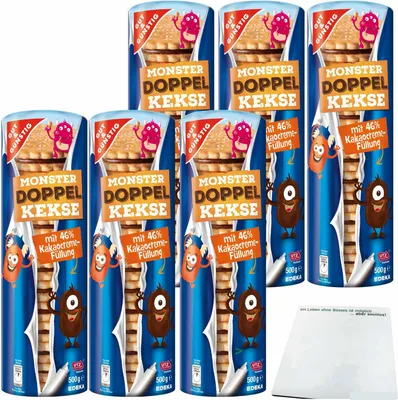Produktbild von Gut & Günstig Doppelkekse mit Kakaocremefüllung 6er Pack (6x500g Packung) + usy Block