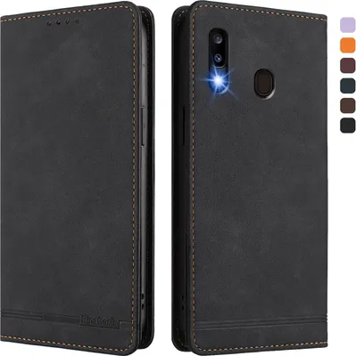 Obrázek produktu pro Pouzdro pro Samsung Galaxy A20 / A30, retroPolyuretankožené flip pouzdro s stojánkem a přihrádkami na karty Černý
