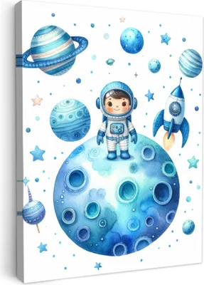 Produktbild von Wanddeko 60x80 cm - Kinder Jungen - Weltraum - Planeten, Wandbilder, Wanddeko Wohnzimmer, Bild