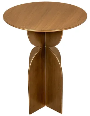 Produktbild von Beistelltisch aus Holz mit Metallfuß in Gold, 45 x 45 x 58 cm