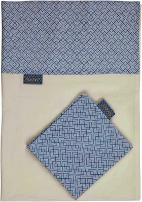 Obrázok produktu pre Sada posteľnej bielizne z bavlny, 100 x 150 cm, biela/modrá, pre detskú postieľku