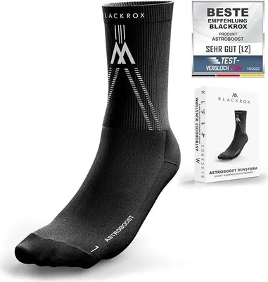 Produktbild von BLACKROX Kompressionssocken Sport ASTROBOOST RUNSTORM V1 Kompressionsstrümpfe Sportkompressionsstrumpf Laufsocken Damen Herren , schwarz, Gr. S-M